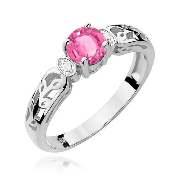 Pierścionek Różowy Topaz 0,60ct białe złoto