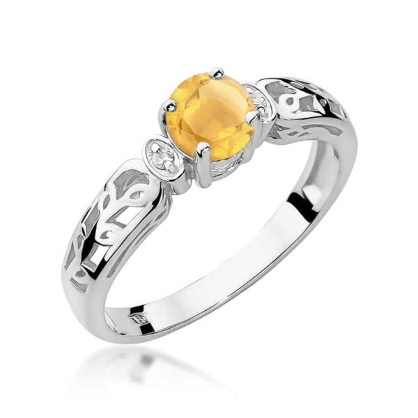 Pierścionek Cytryn 0,50ct białe złoto 375