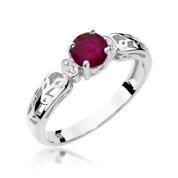 Pierścionek Rubin 0,60ct białe złoto 375