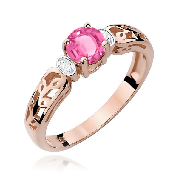 Pierścionek Różowy Topaz 0,60ct różowe złoto