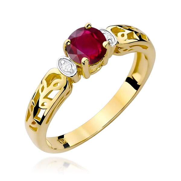Pierścionek Rubin 0,60ct żółte złoto