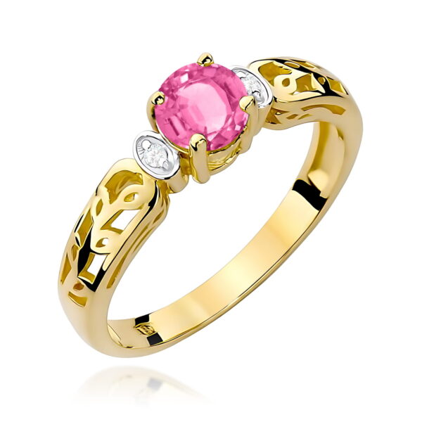 Pierścionek Różowy Topaz 0,60ct żółte złoto