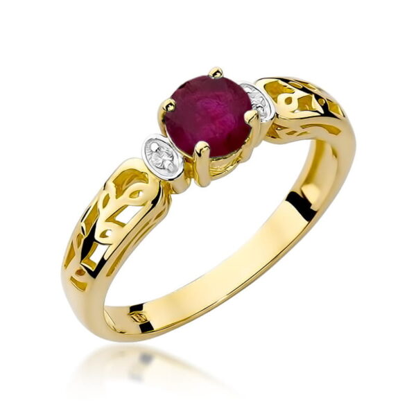 Pierścionek Rubin 0,60ct żółte złoto 375