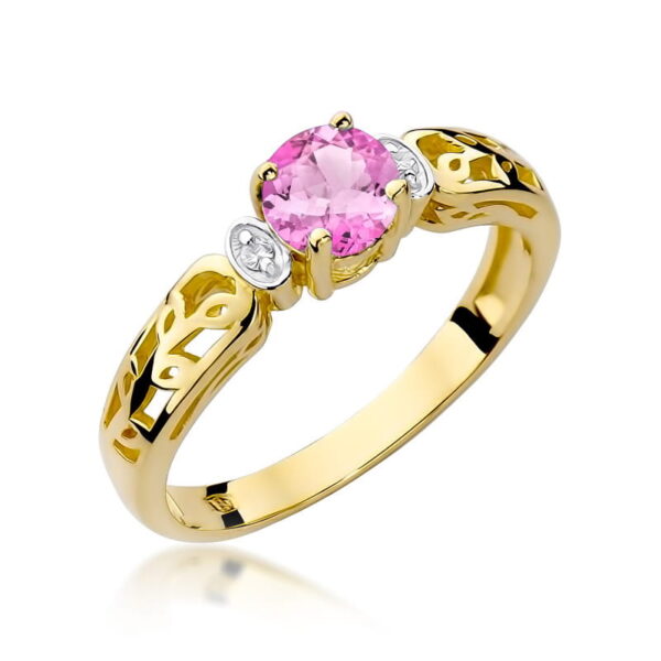 Pierścionek Różowy Topaz 0,60ct żółte złoto 375