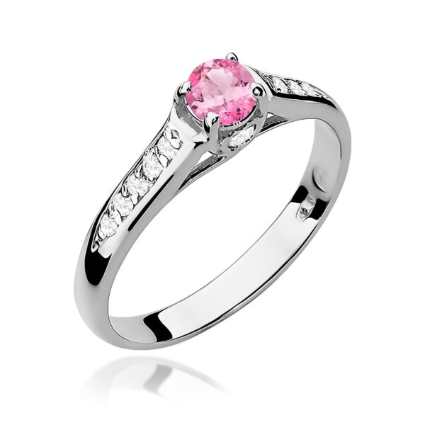 Pierścionek Różowy Topaz 0,30ct białe złoto 375