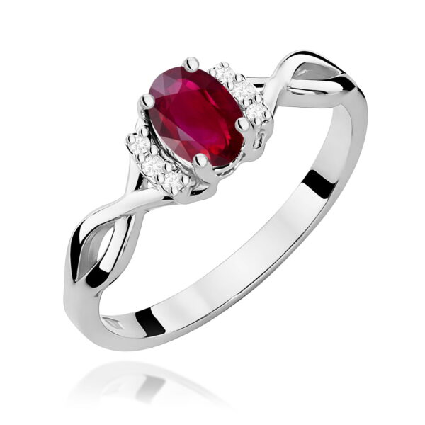 Pierścionek Rubin 0,60ct białe złoto