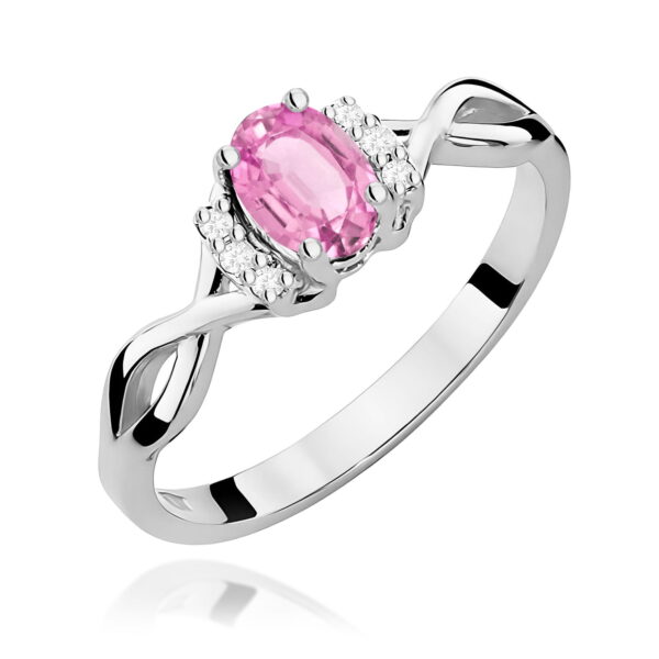 Pierścionek Różowy Szafir 0,45ct białe złoto