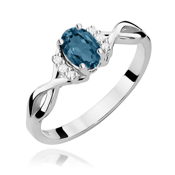 Pierścionek Topaz London Blue 0,50ct białe złoto