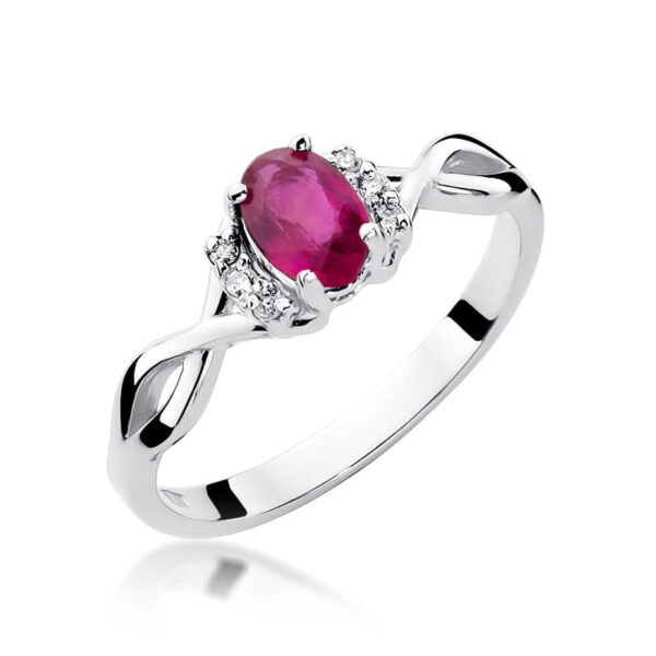 Pierścionek Rubin 0,60ct białe złoto 375