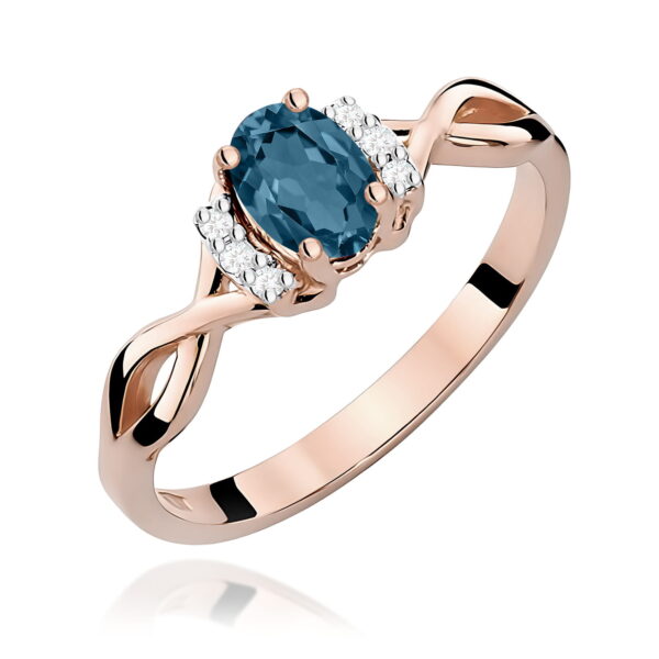 Pierścionek Topaz London Blue 0,50ct różowe złoto