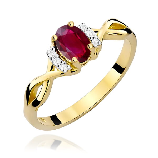 Pierścionek Rubin 0,60ct żółte złoto