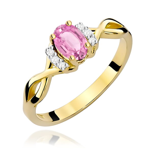 Pierścionek Różowy Szafir 0,45ct żółte złoto