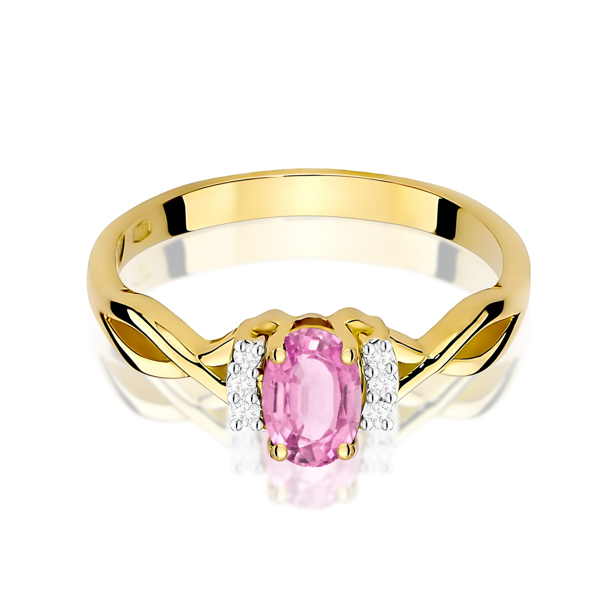 Pierścionek Różowy Szafir 0,45ct żółte złoto - obrazek 2