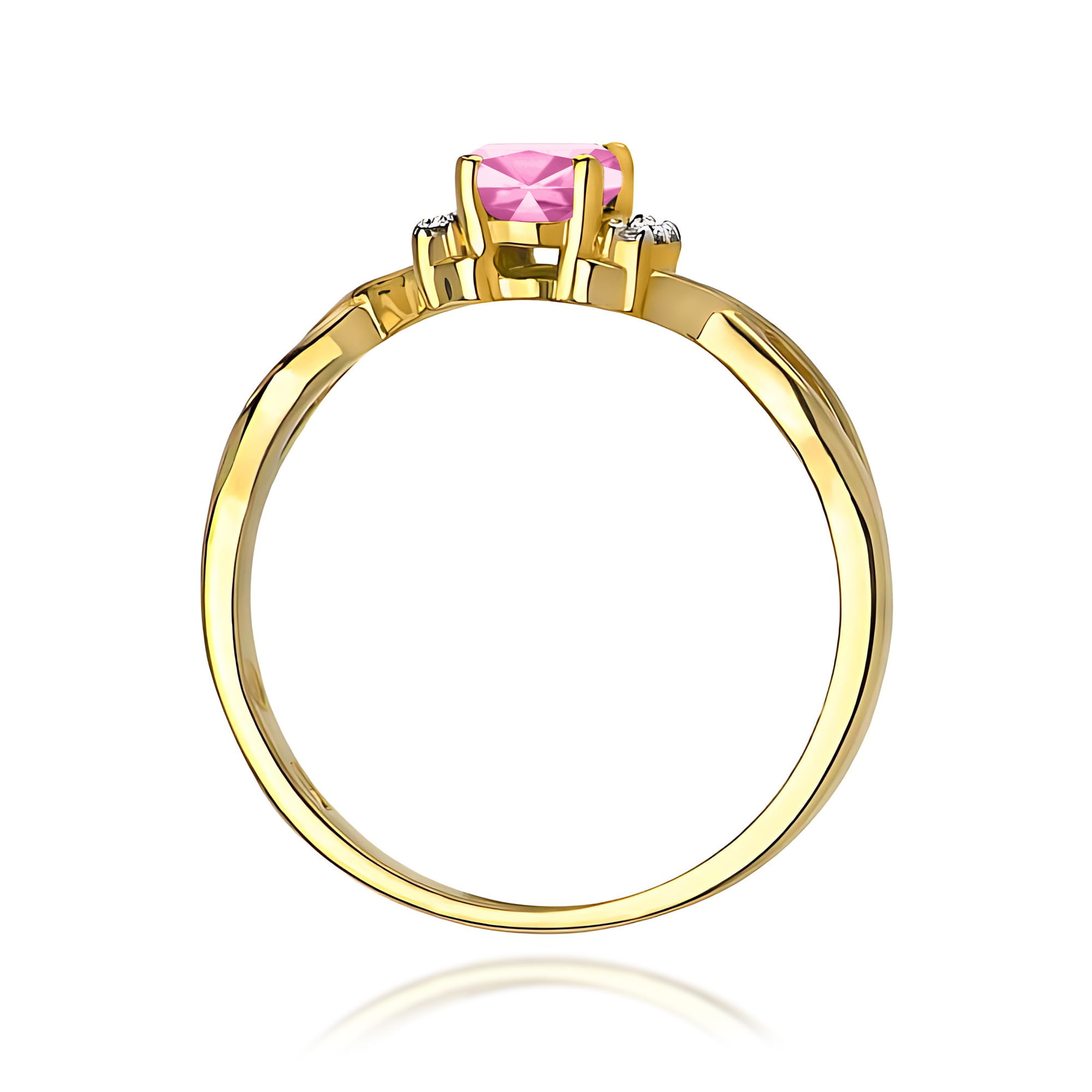 Pierścionek Różowy Szafir 0,45ct żółte złoto - obrazek 3