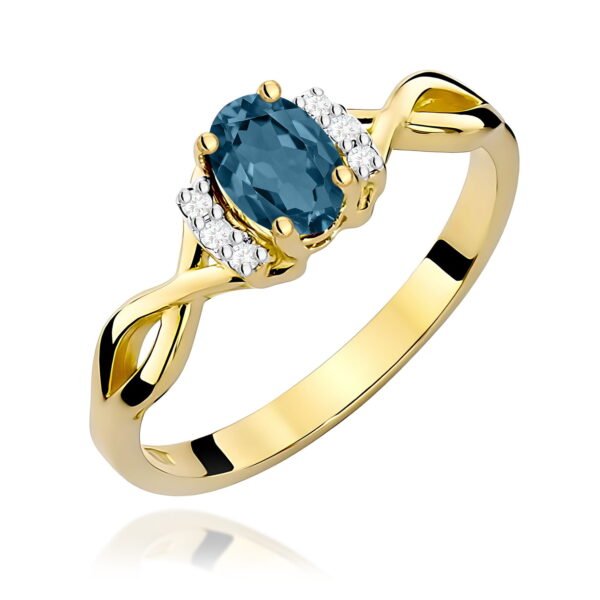 Pierścionek Topaz London Blue 0,50ct żółte złoto