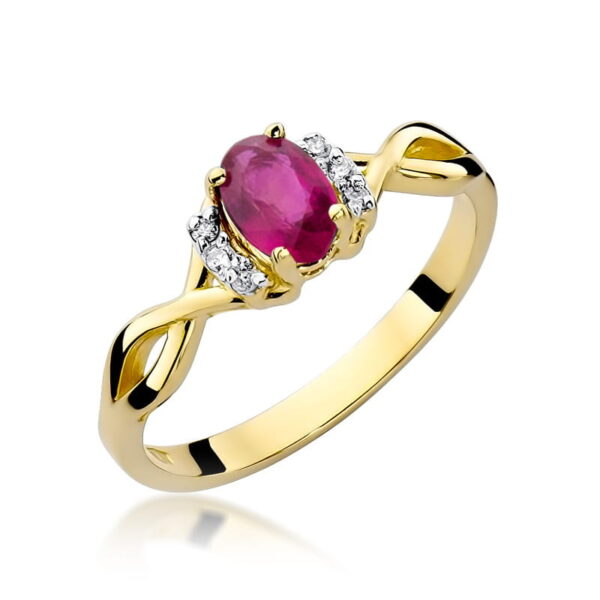 Pierścionek Rubin 0,60ct żółte złoto 375