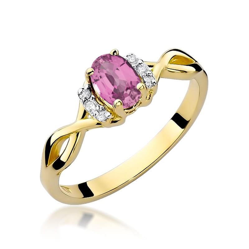 Pierścionek Różowy Szafir 0,45ct żółte złoto 375