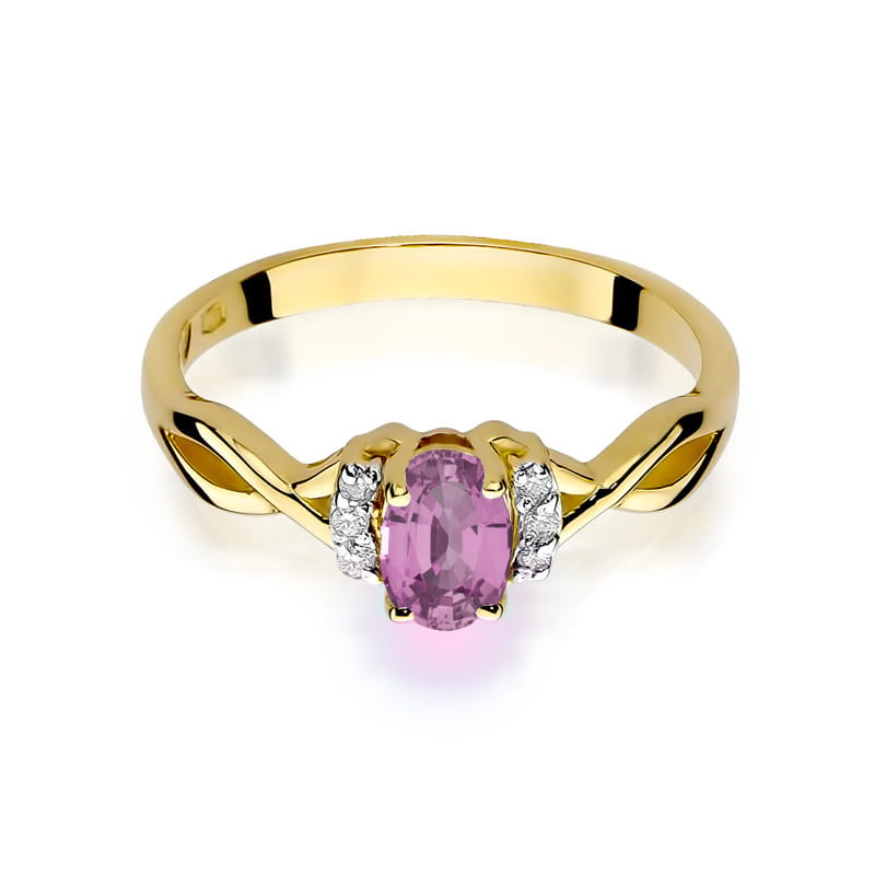 Pierścionek Różowy Szafir 0,45ct żółte złoto 375 - obrazek 2