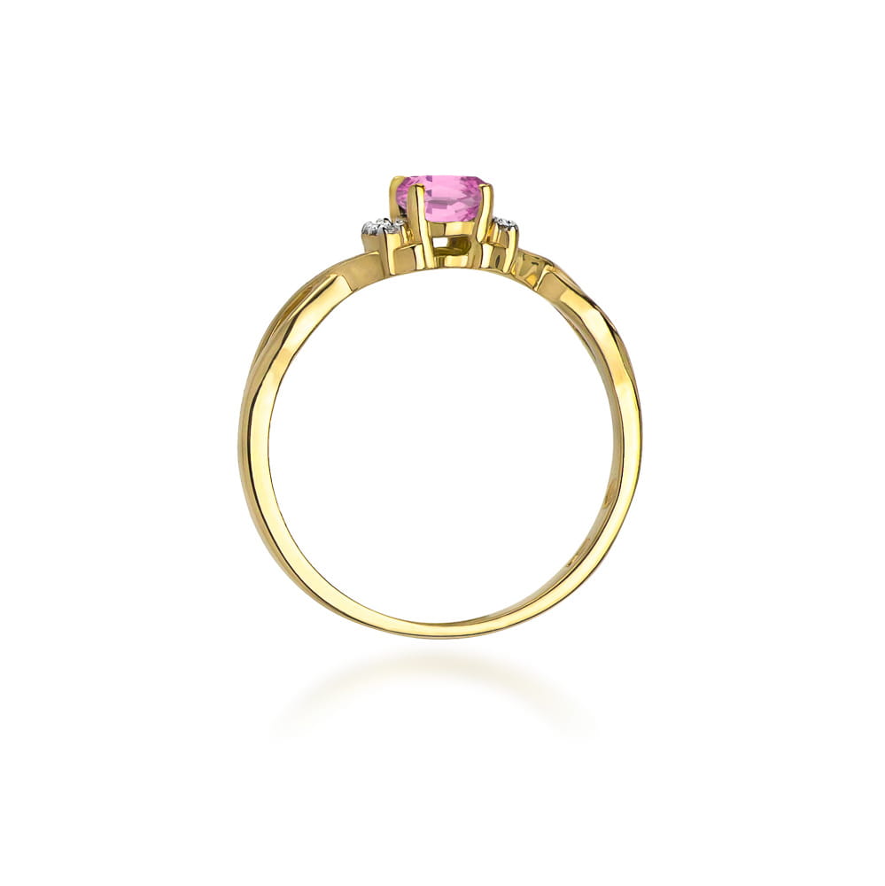 Pierścionek Różowy Szafir 0,45ct żółte złoto 375 - obrazek 3