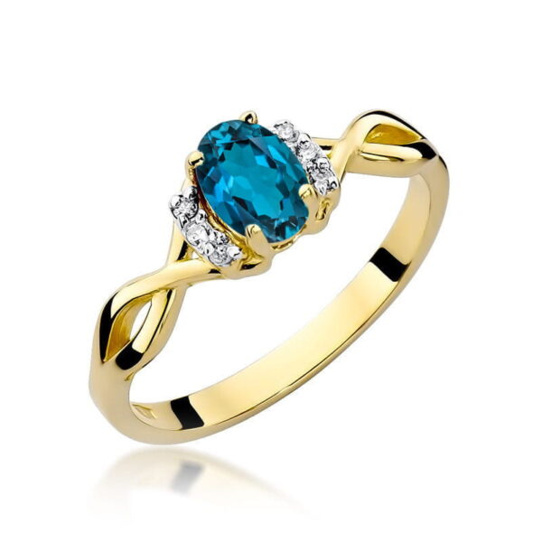 Pierścionek Topaz London Blue 0,50ct żółte złoto 375