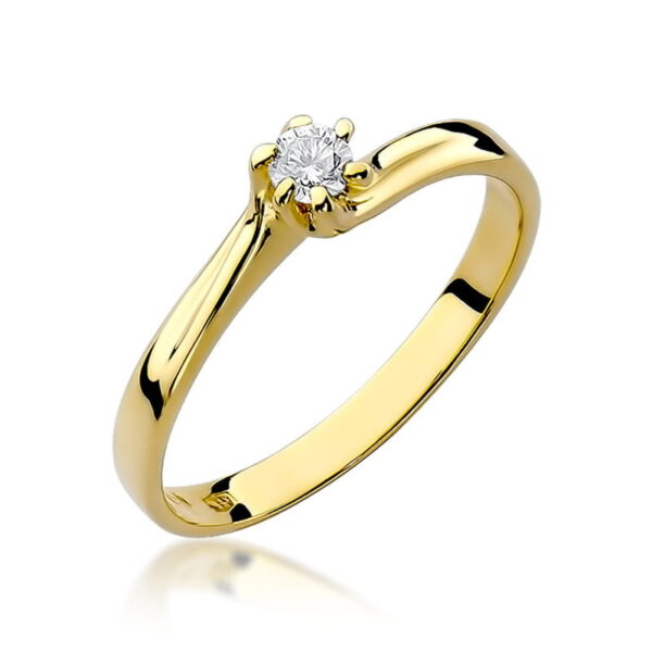 Pierścionek Diament 0,10ct żółte złoto 375