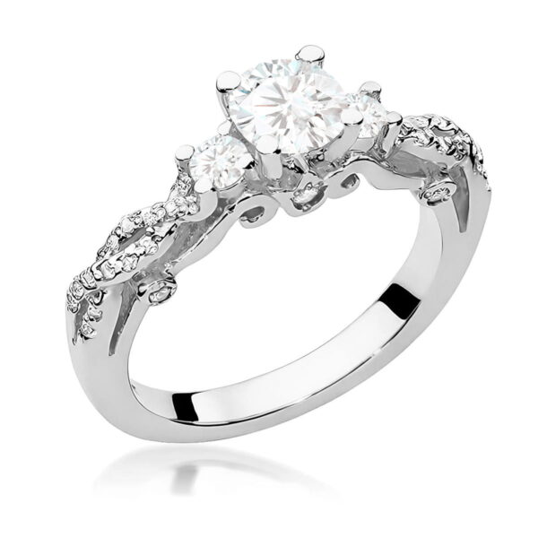 Pierścionek Diament 0,50ct Białe złoto 375