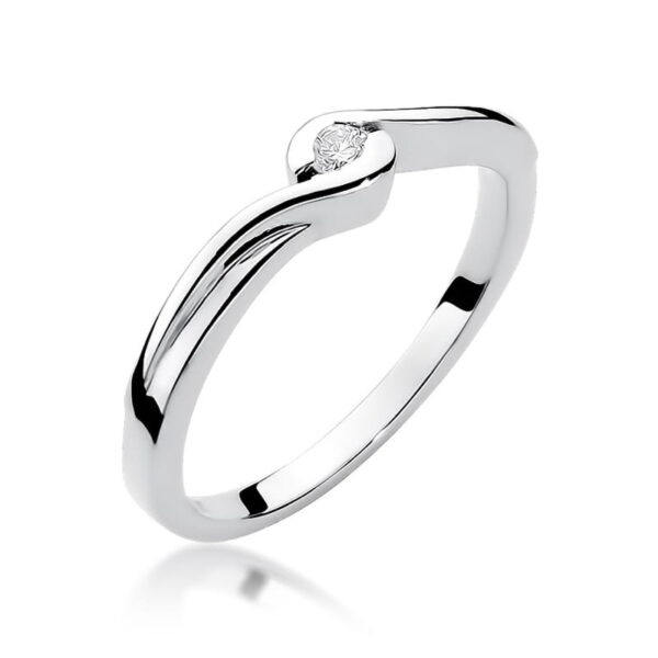 Pierścionek Diament 0,05ct białe złoto 375