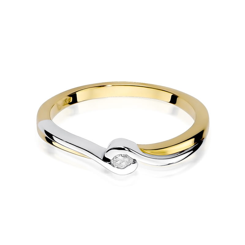 Pierścionek Diament 0,05ct żółte złoto - obrazek 2