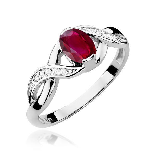Pierścionek Rubin 0,60ct białe złoto 375