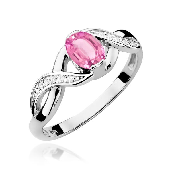 Pierścionek Różowy Szafir 0,45ct białe złoto 375