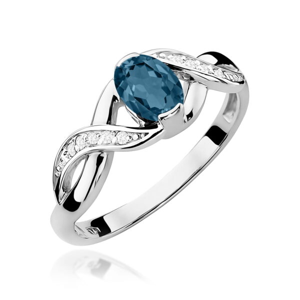 Pierścionek Topaz London Blue 0,50ct białe złoto 375