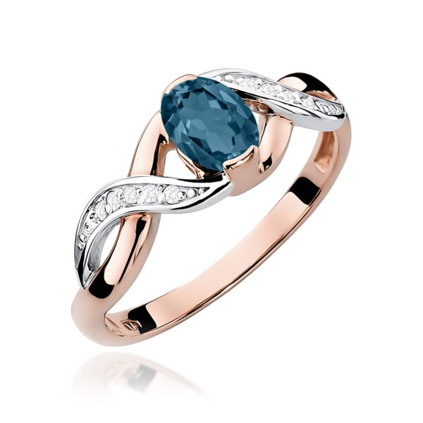 Pierścionek Topaz London Blue 0,50ct różowe złoto