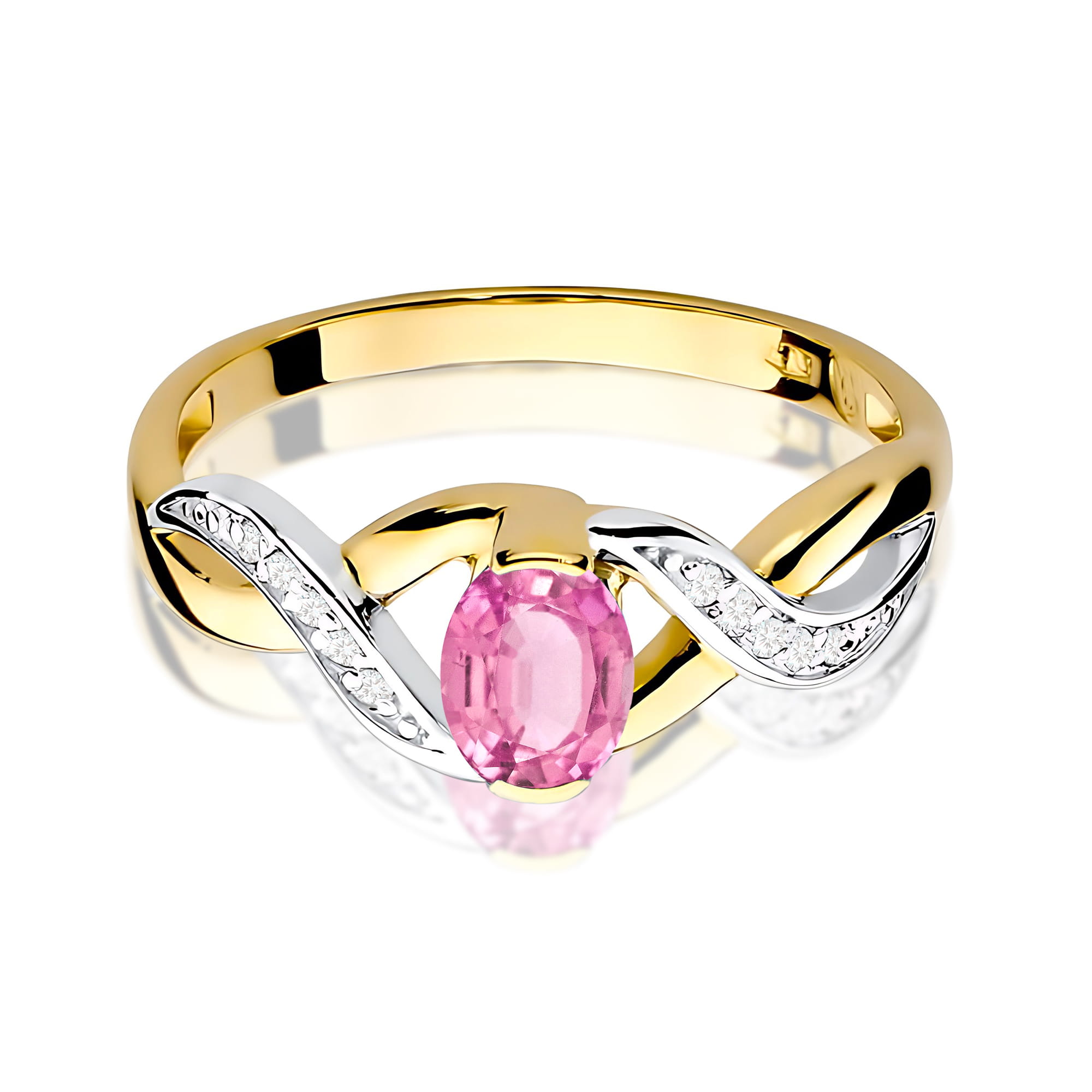 Pierścionek Różowy Szafir 0,45ct żółte złoto - obrazek 2