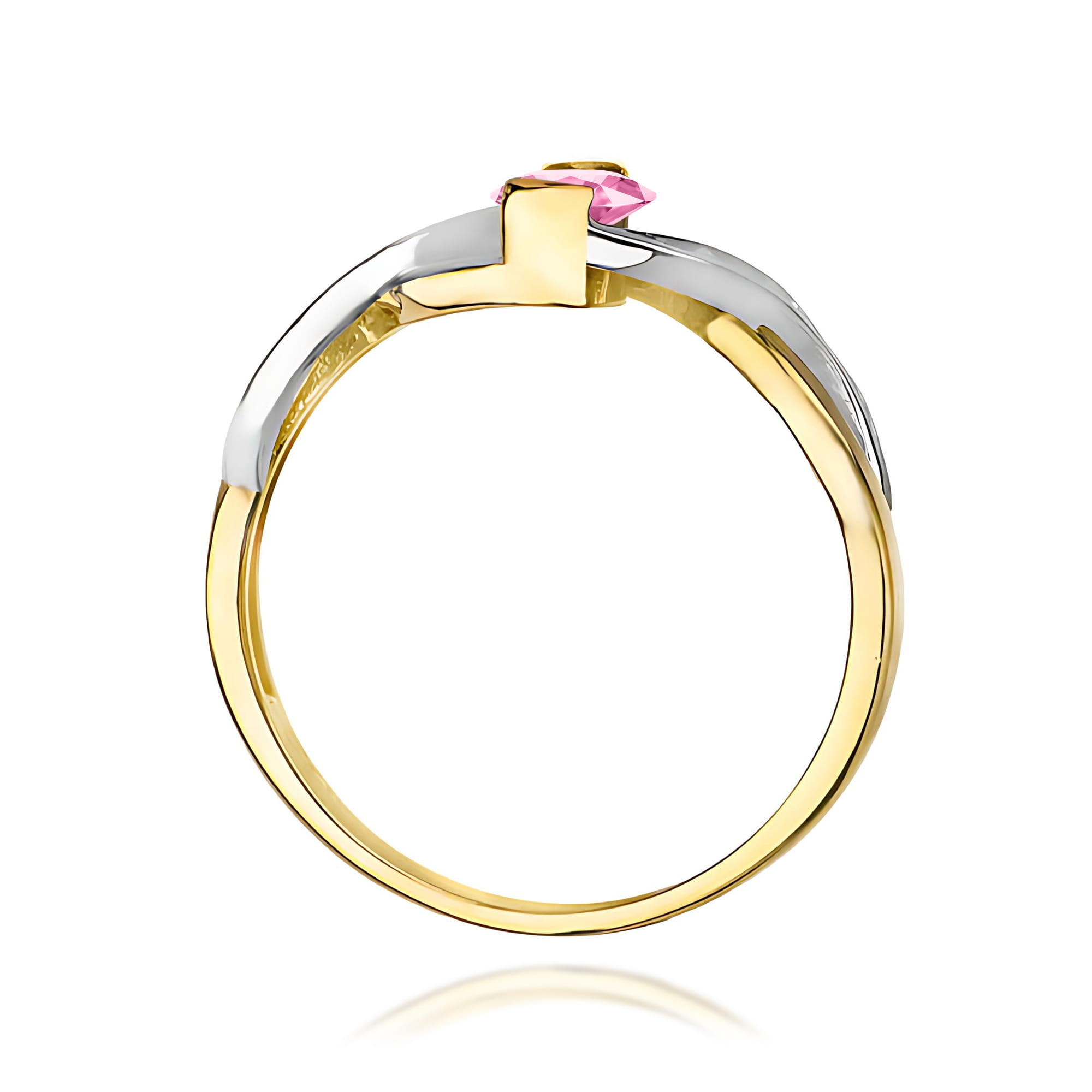 Pierścionek Różowy Szafir 0,45ct żółte złoto - obrazek 3