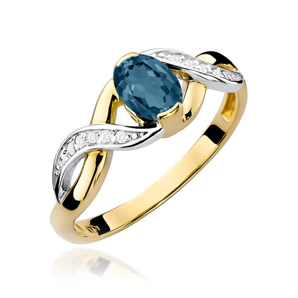 Pierścionek Topaz London Blue 0,50ct żółte złoto