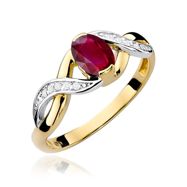 Pierścionek Rubin 0,60ct żółte złoto 375