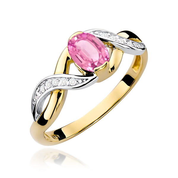 Pierścionek Różowy Szafir 0,45ct żółte złoto 375