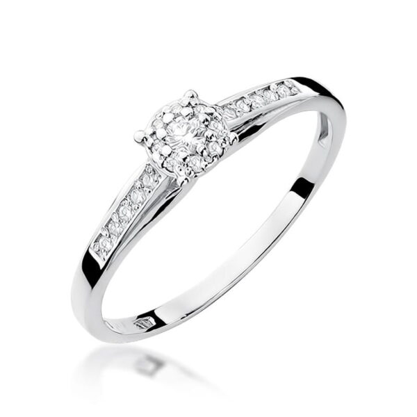 Pierścionek Diament 0,04ct Białe złoto 375