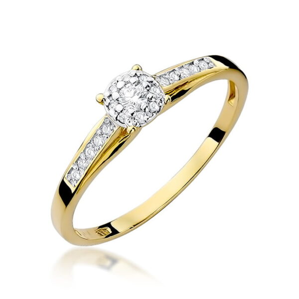 Pierścionek Diament 0,04ct żółte złoto