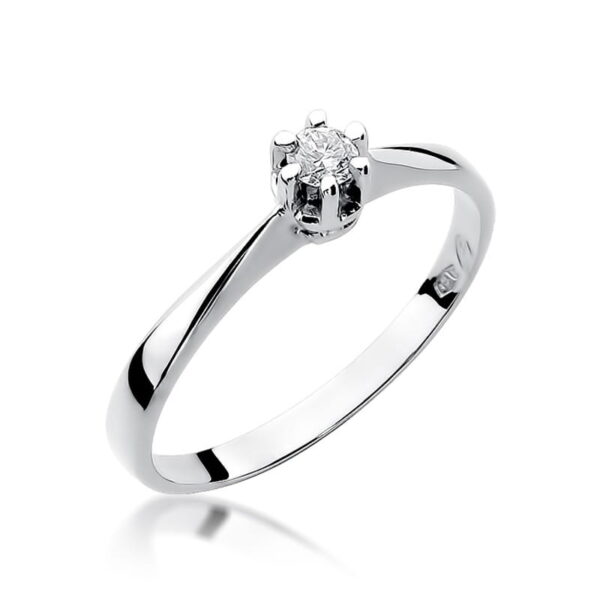 Pierścionek Diament 0,10ct Białe złoto 375