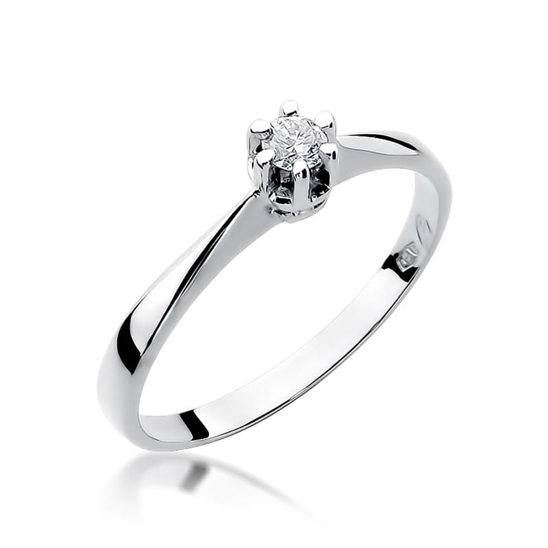 Pierścionek Diament 0,10ct Białe złoto 375