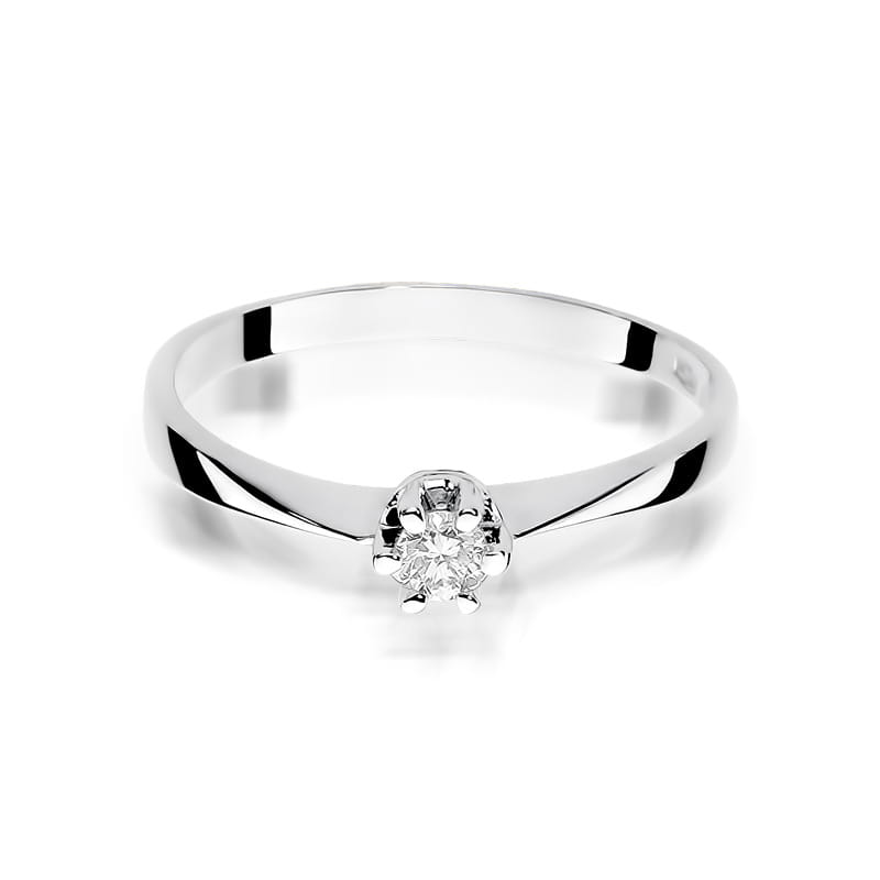 Pierścionek Diament 0,10ct Białe złoto 375 - obrazek 2