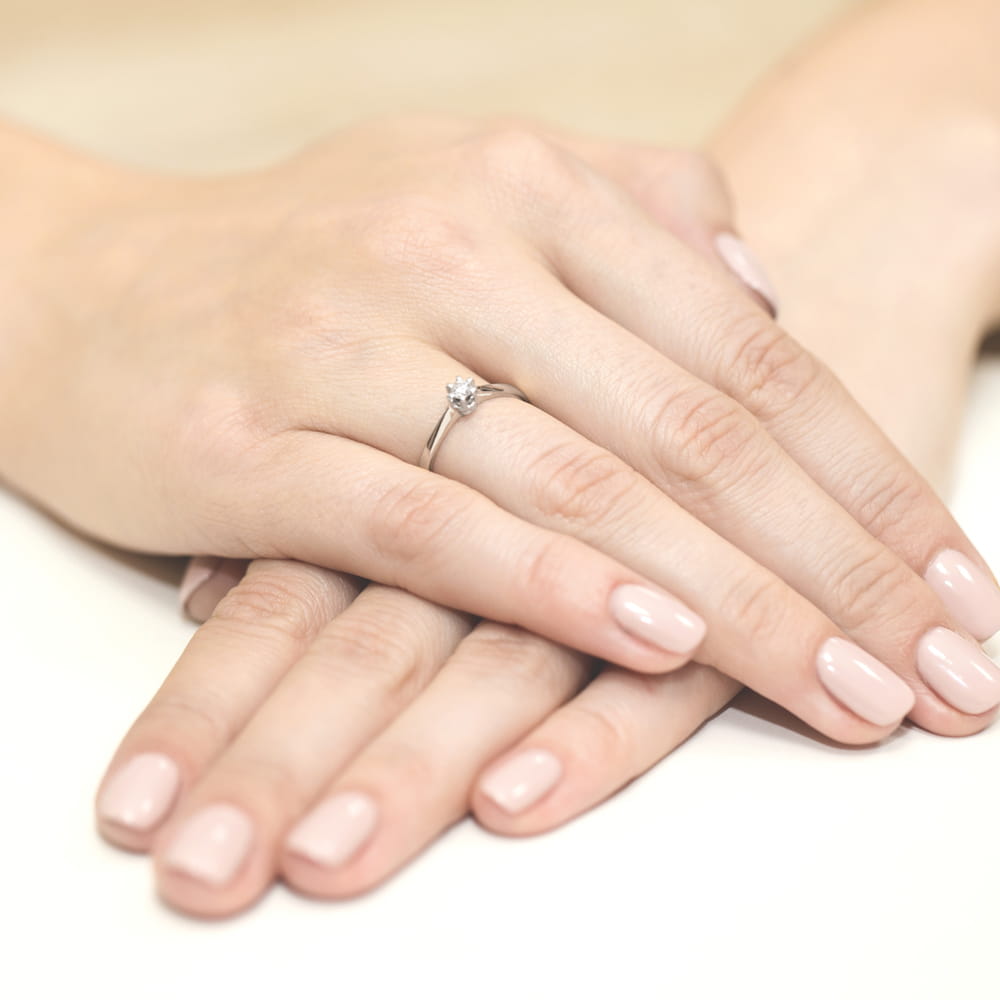 Pierścionek Diament 0,10ct Białe złoto 375 - obrazek 4