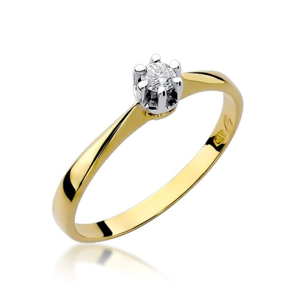 Pierścionek Diament 0,10ct żółte złoto