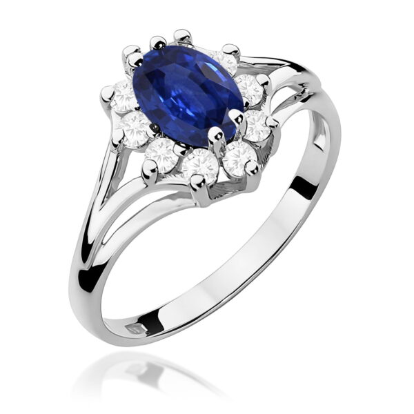 Pierścionek Szafir 0,90ct białe złoto
