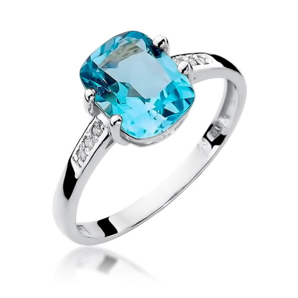 Pierścionek Topaz Swiss 2,40ct białe złoto 375