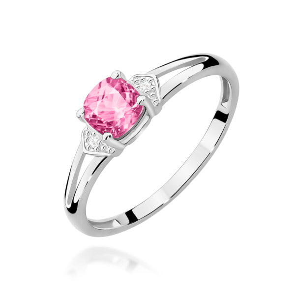 Pierścionek Różowy Topaz 0,65ct białe złoto 375