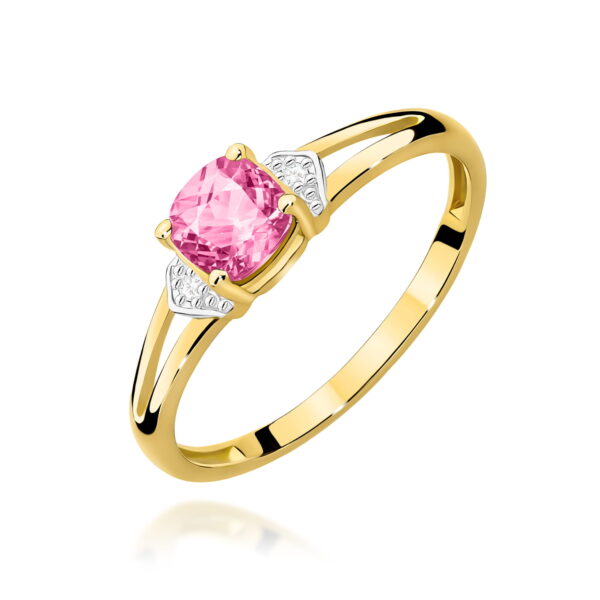 Pierścionek Różowy Topaz 0,65ct żółte złoto 375
