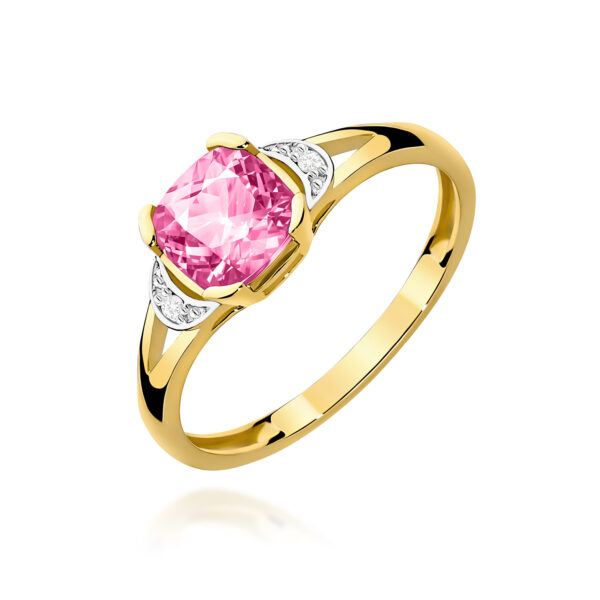 Pierścionek Różowy Topaz 1,10ct żółte złoto