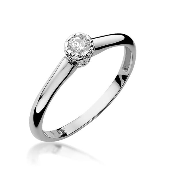 Pierścionek Diament 0,13ct białe złoto 375